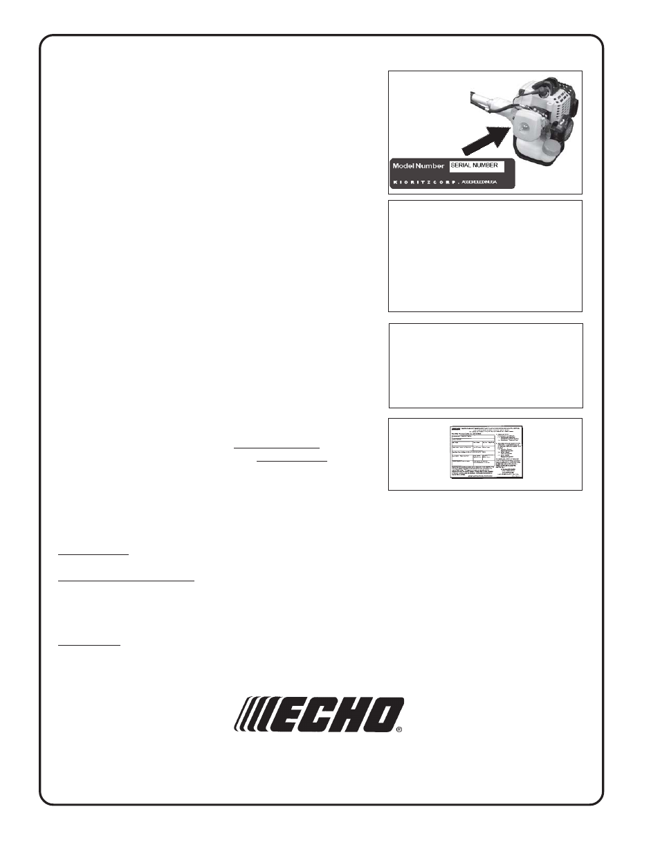 Servicing information | Echo SRM - 230U User Manual | Page 32 / 32