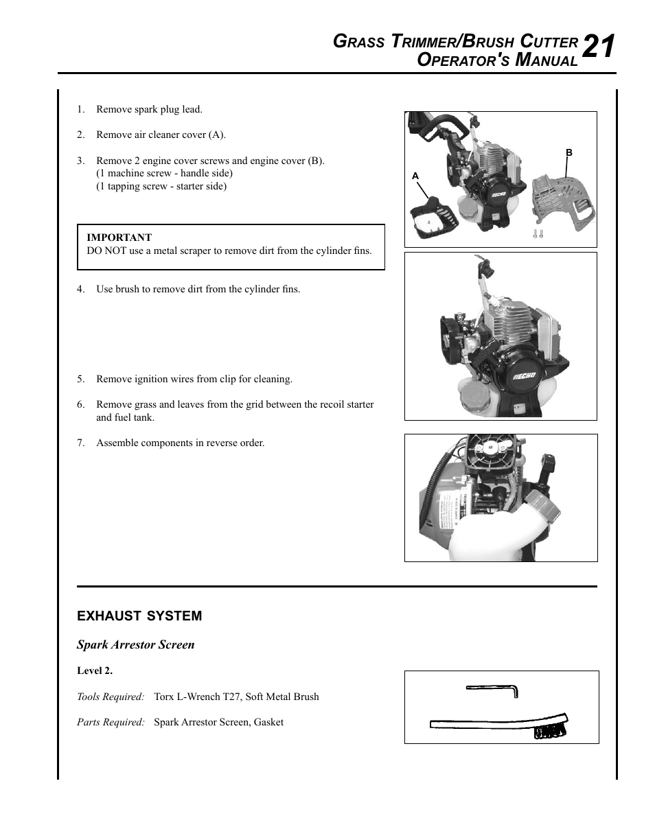 Exhaust system | Echo SRM-225I User Manual | Page 21 / 36