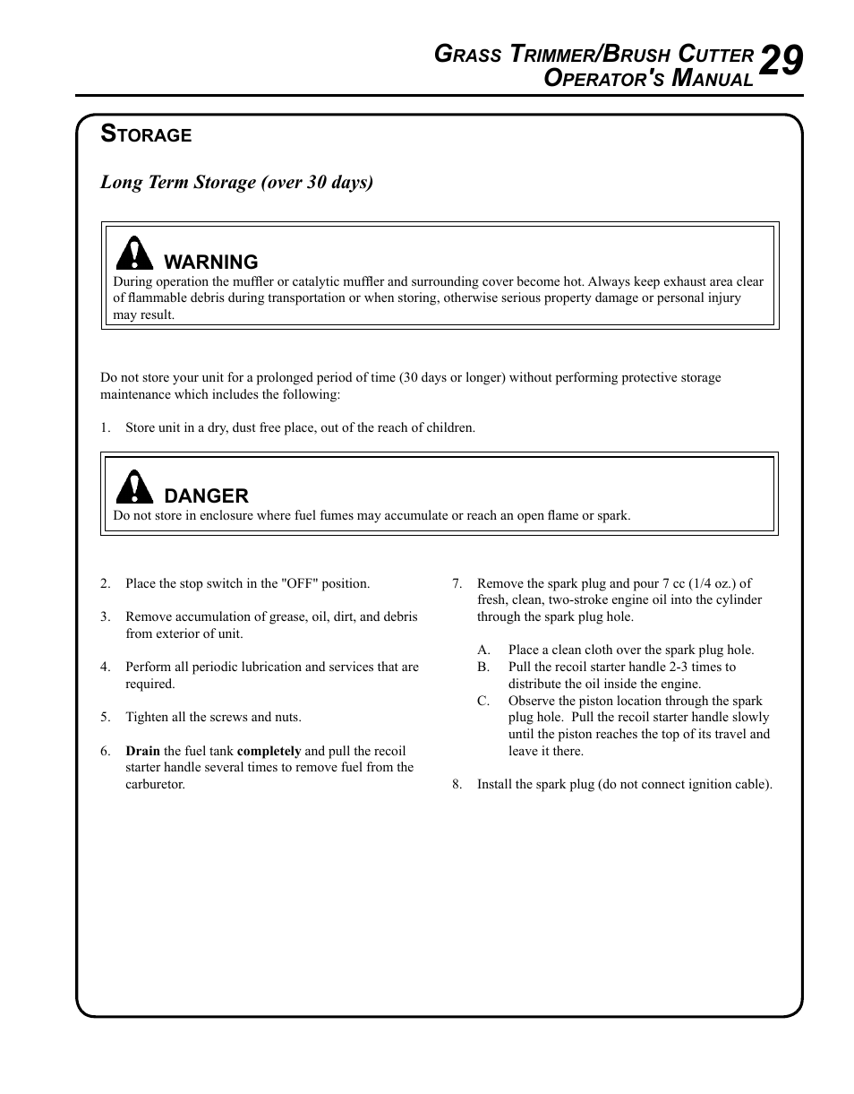 Storage | Echo SRM-225I User Manual | Page 29 / 36