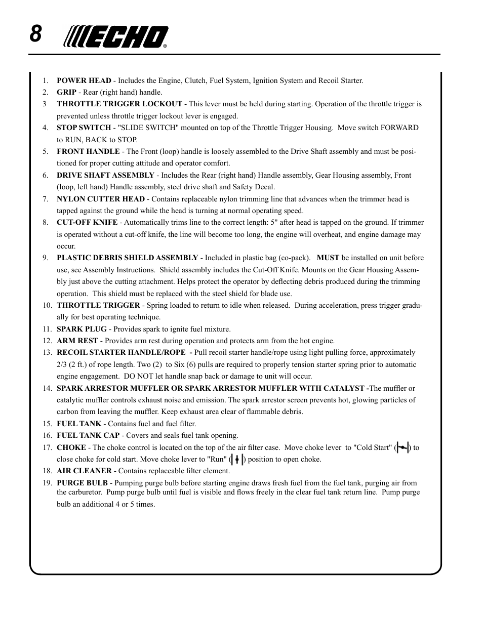 Echo SRM-225I User Manual | Page 8 / 36