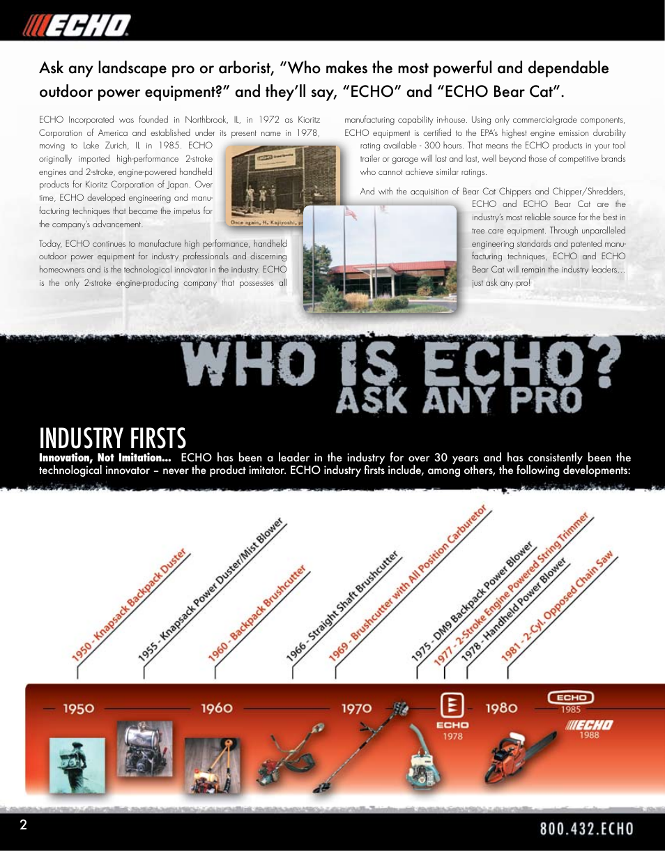 Industry firsts | Echo ELMO HV-110XG User Manual | Page 2 / 72