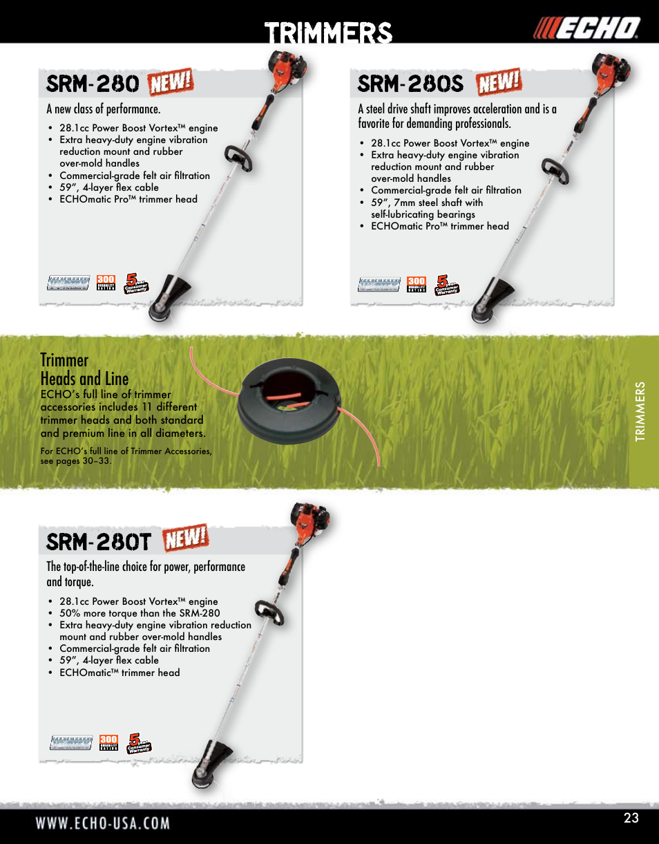 Trimmers, Trimmer heads and line | Echo ELMO HV-110XG User Manual | Page 23 / 72