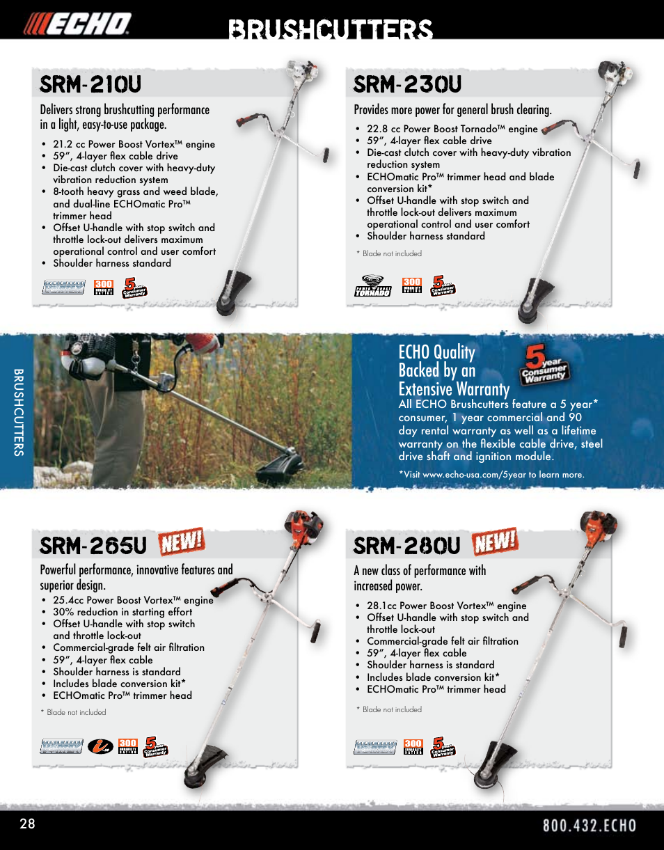 Brushcutters, Echo quality backed by an extensive warranty | Echo ELMO HV-110XG User Manual | Page 28 / 72
