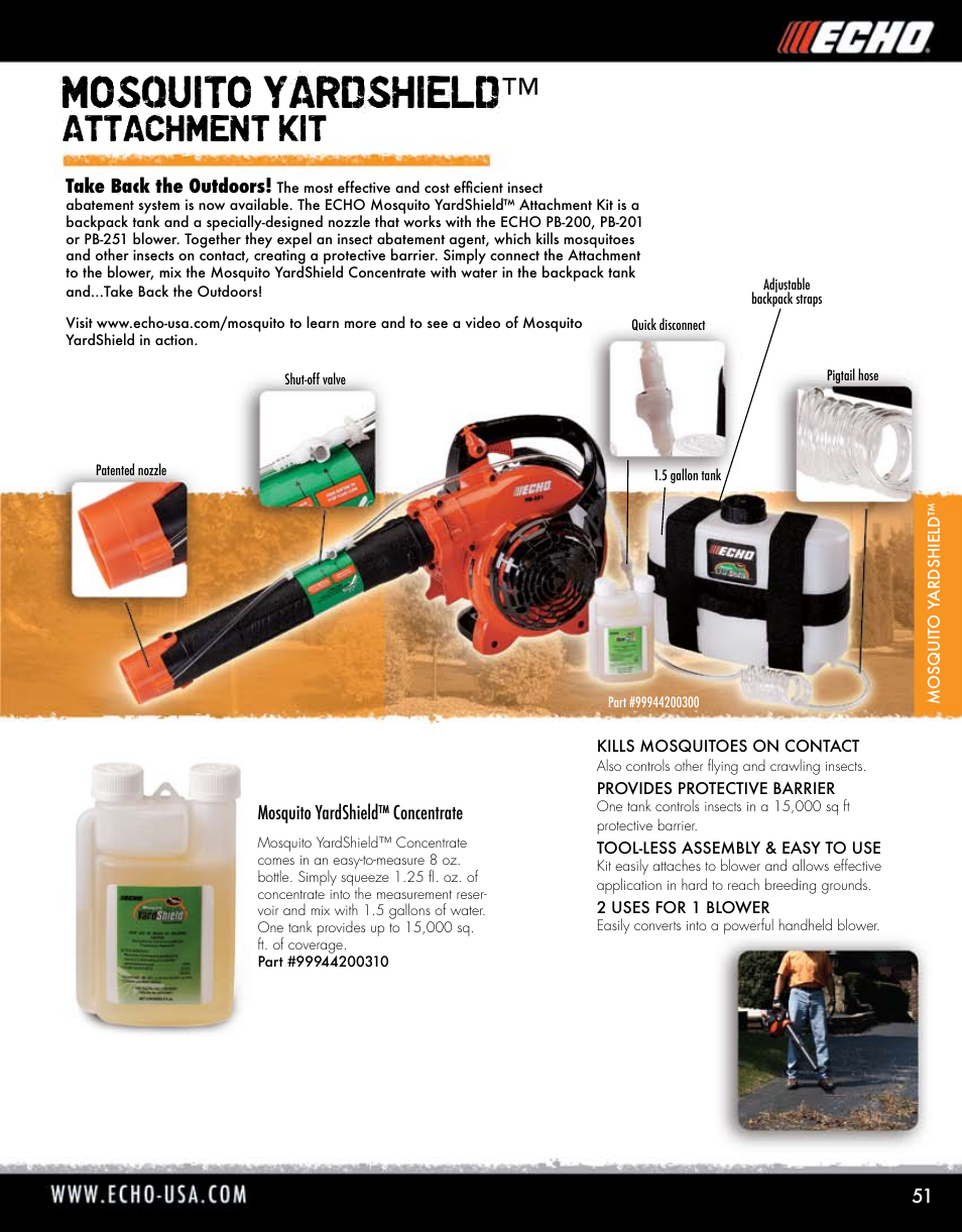 Mosquito yardshield, Attachment kit | Echo ELMO HV-110XG User Manual | Page 51 / 72