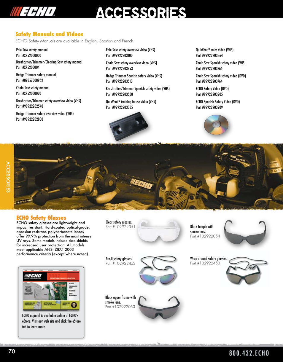 Accessories | Echo ELMO HV-110XG User Manual | Page 70 / 72