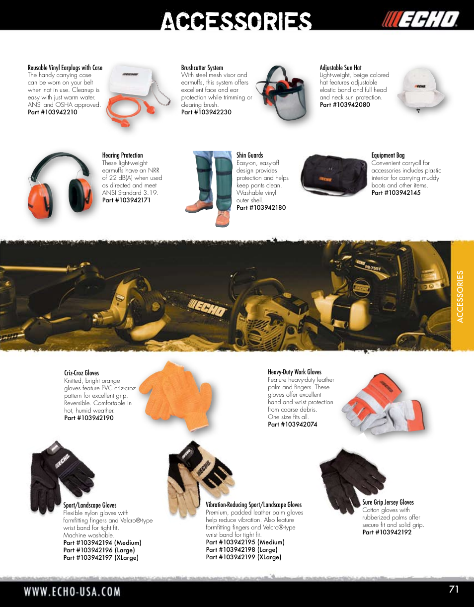 Accessories | Echo ELMO HV-110XG User Manual | Page 71 / 72