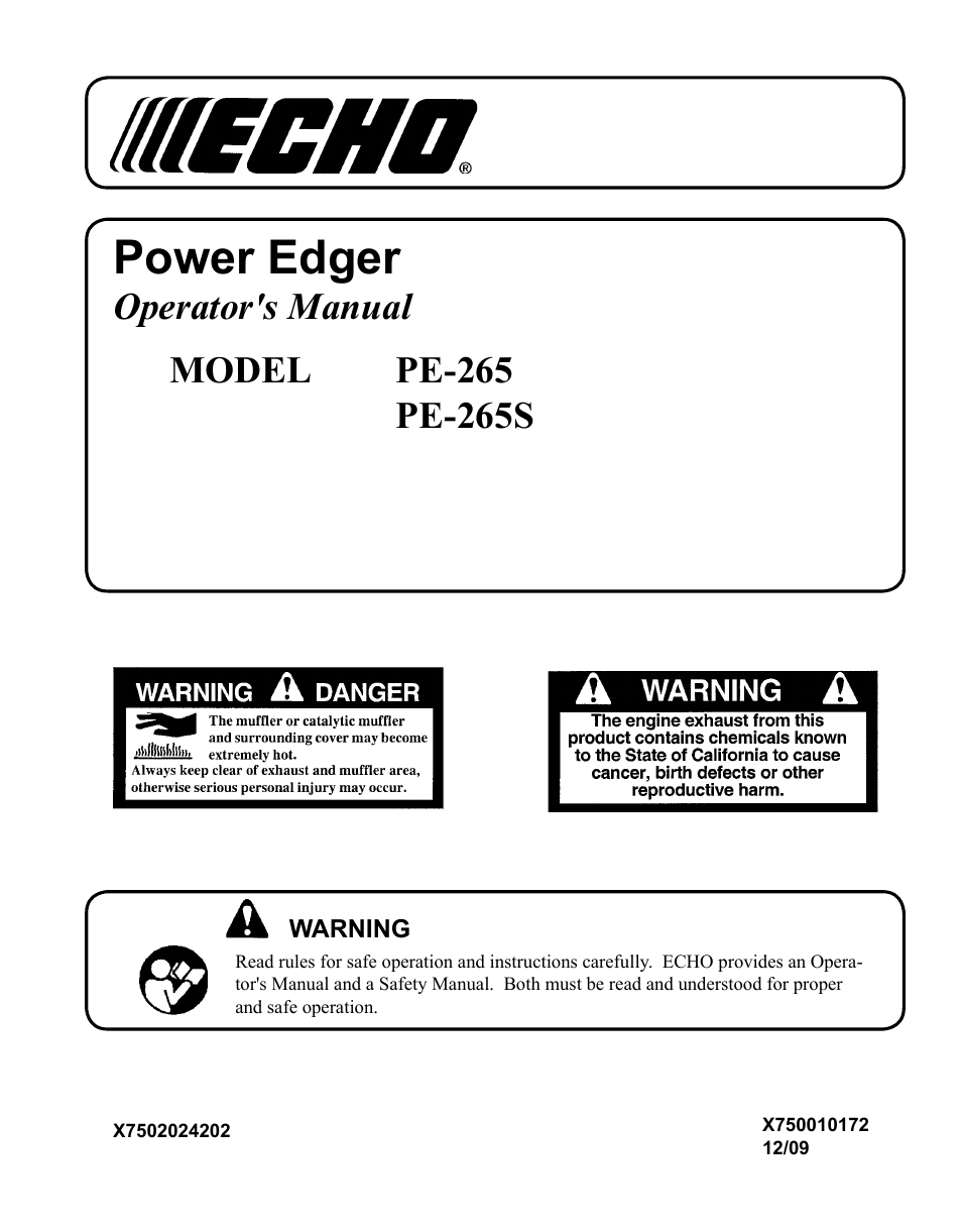 Echo POWER EDGER PE-265 User Manual | 32 pages