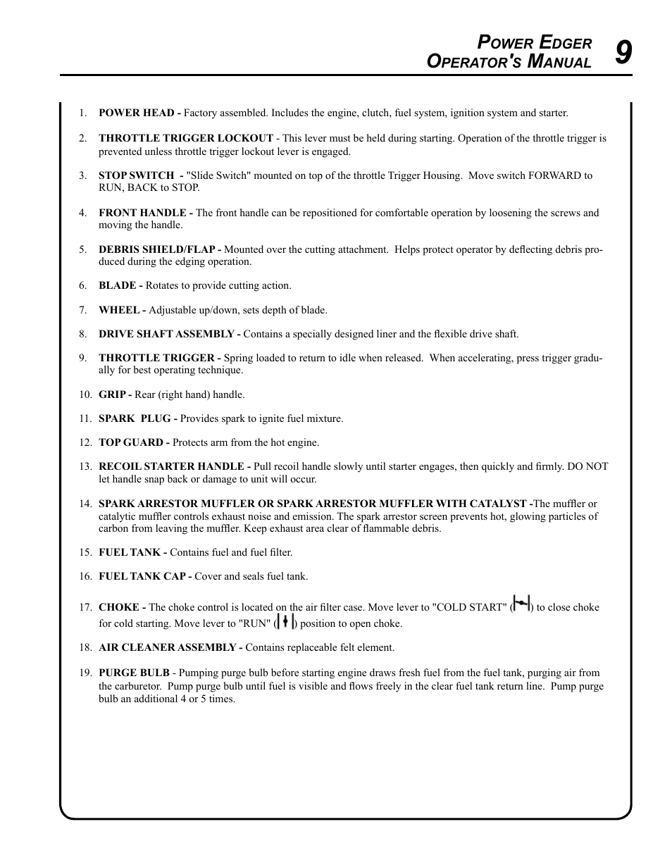 Echo POWER EDGER PE-265 User Manual | Page 9 / 32