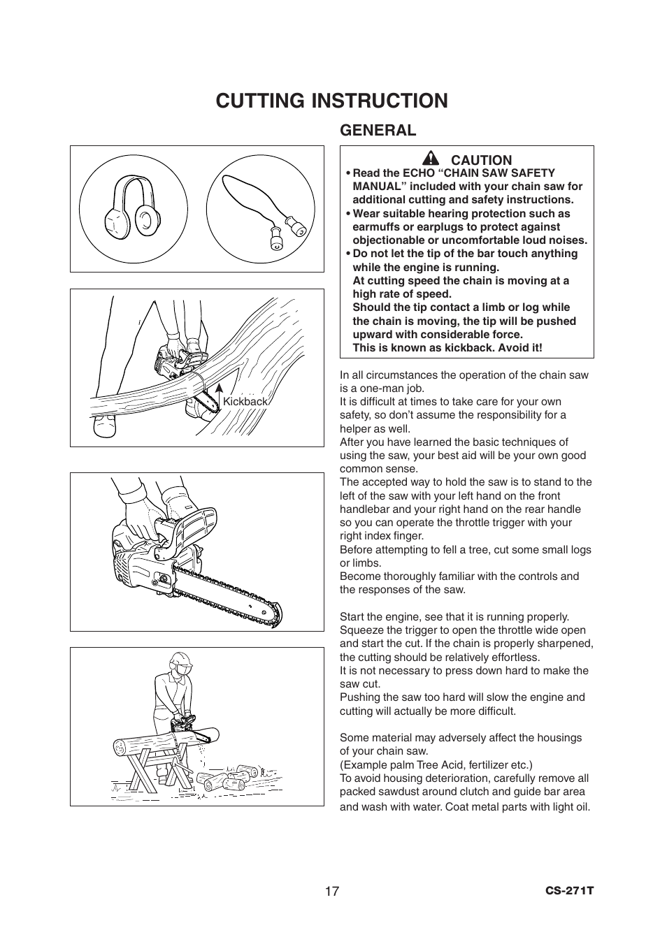 Cutting instruction, General | Echo CS-271T User Manual | Page 19 / 36