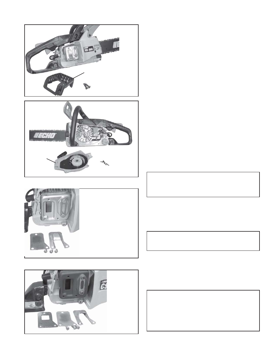 Cooling system cleaning, Muffler spark arrestor | Echo CS-305 User Manual | Page 19 / 28