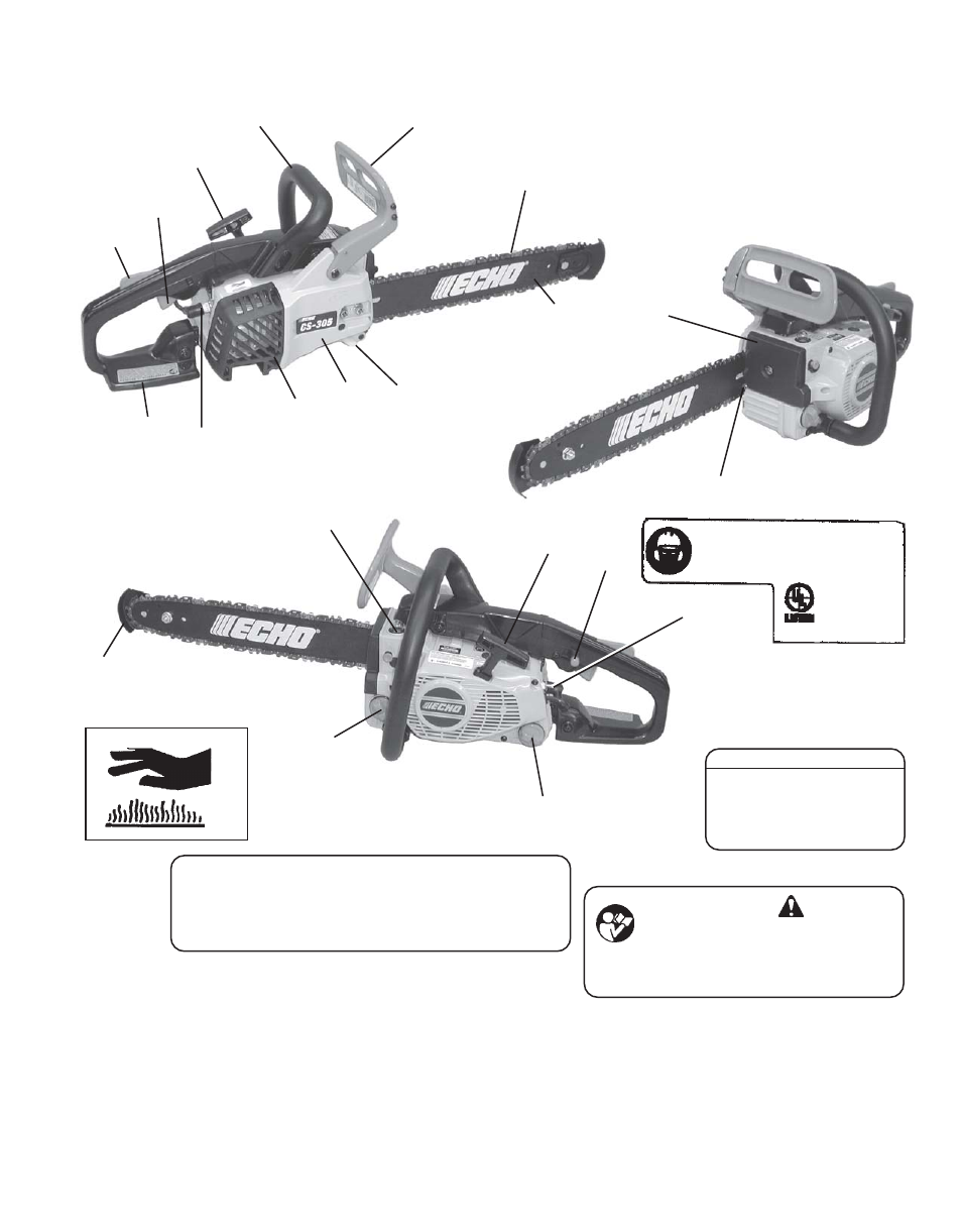 Nomenclature of parts, Omenclature, Arts | Echo CS-305 User Manual | Page 7 / 28