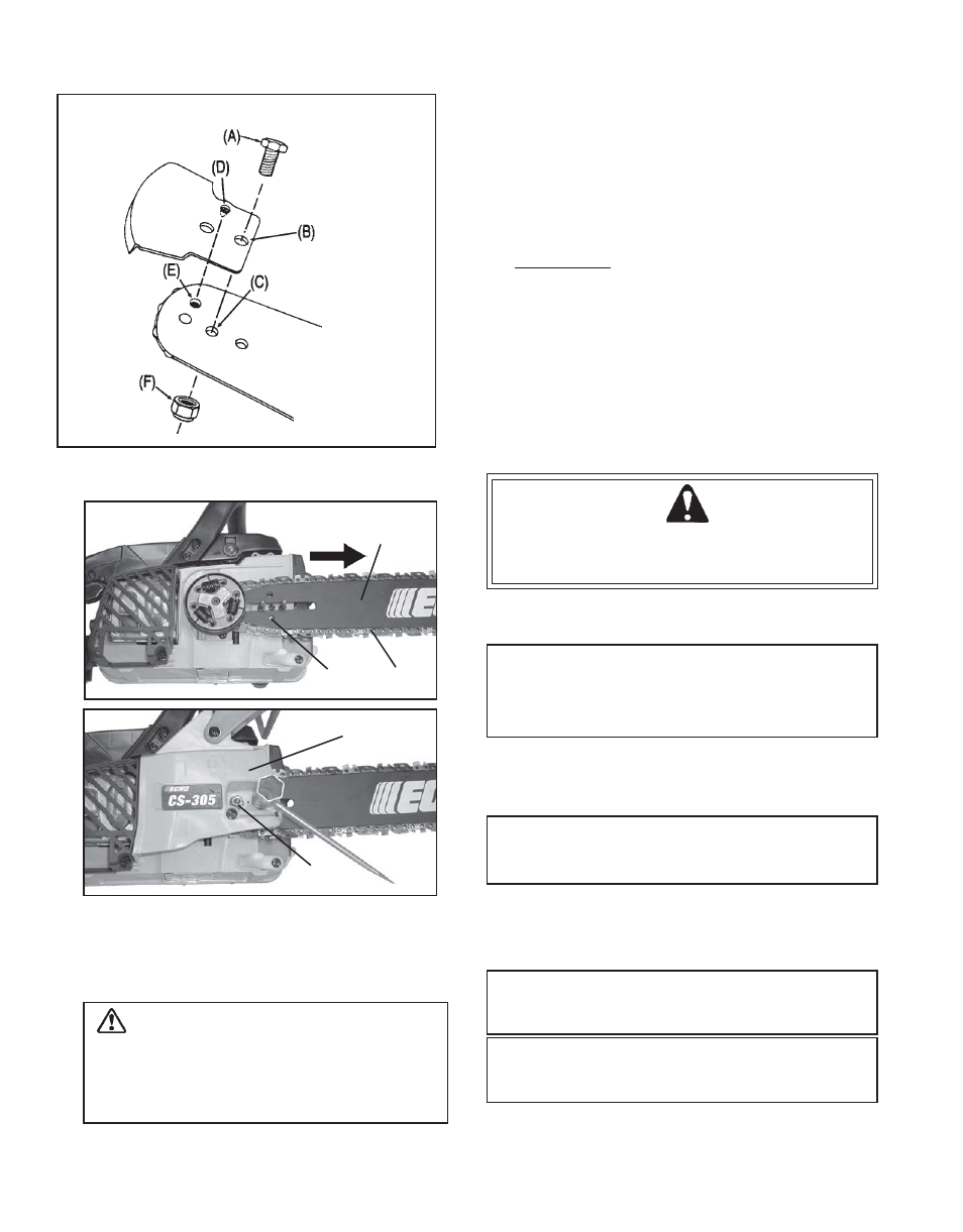 Preparation for use, Kick guard® to bar instructions, Guide bar and saw chain-install/remove | Echo CS-305 User Manual | Page 8 / 28