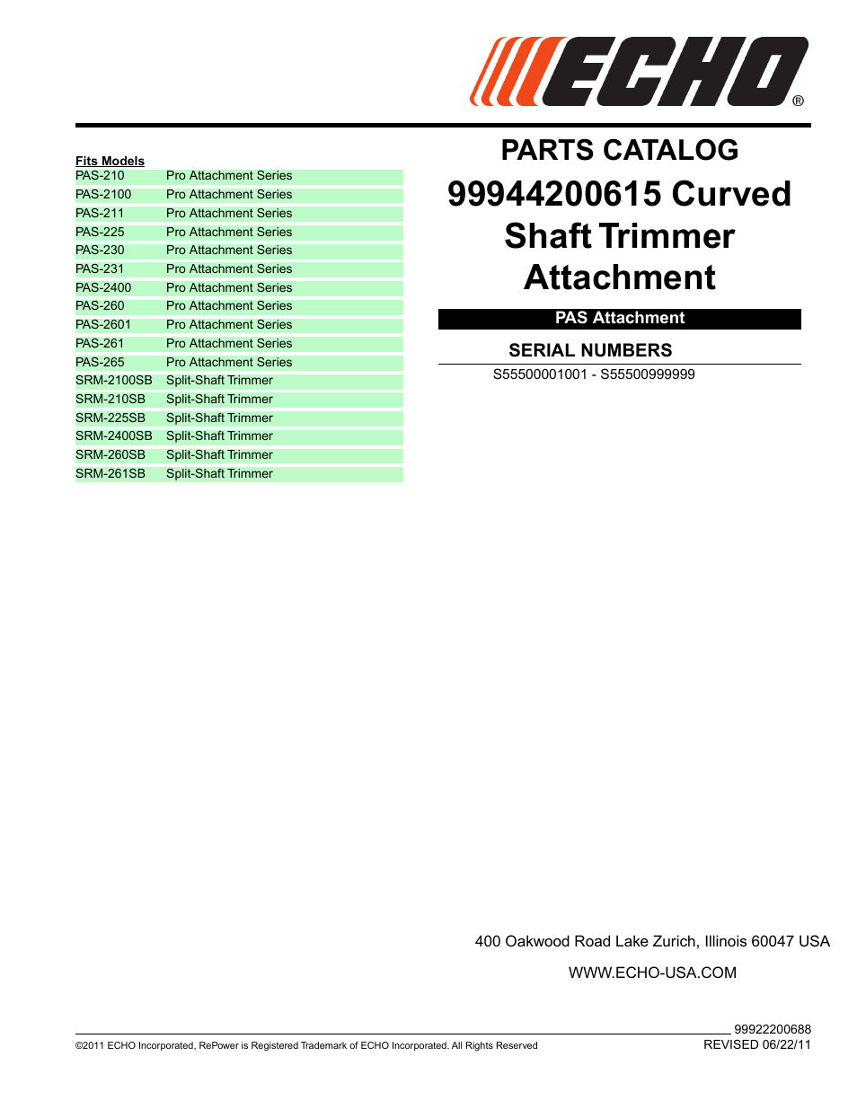 Echo 99944200615 User Manual | 14 pages