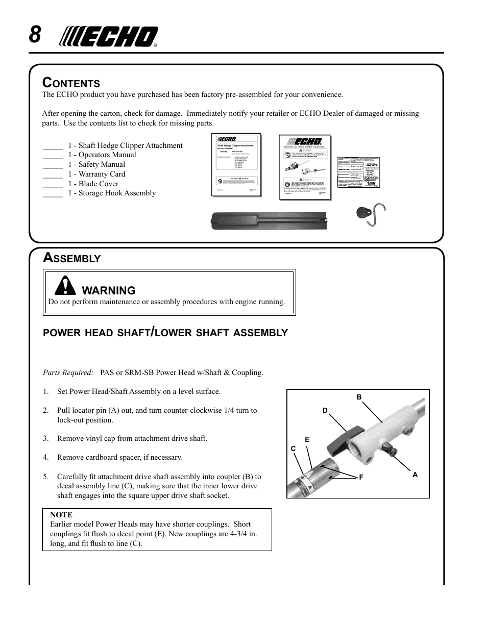 Echo 99944200485 User Manual | Page 8 / 20