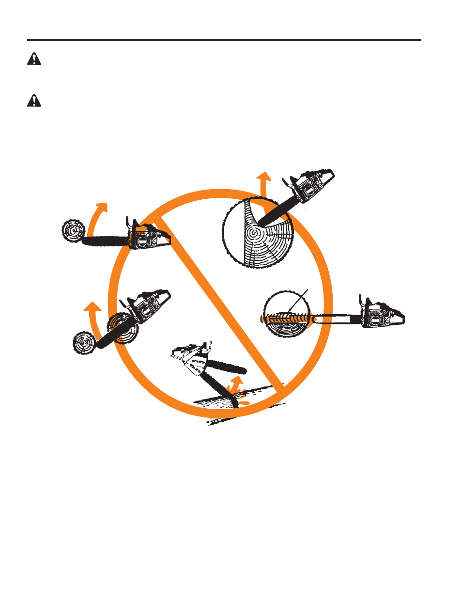 Operating saw without the kick guard, Device, Common causes of kickback | Echo X52000020 User Manual | Page 12 / 36