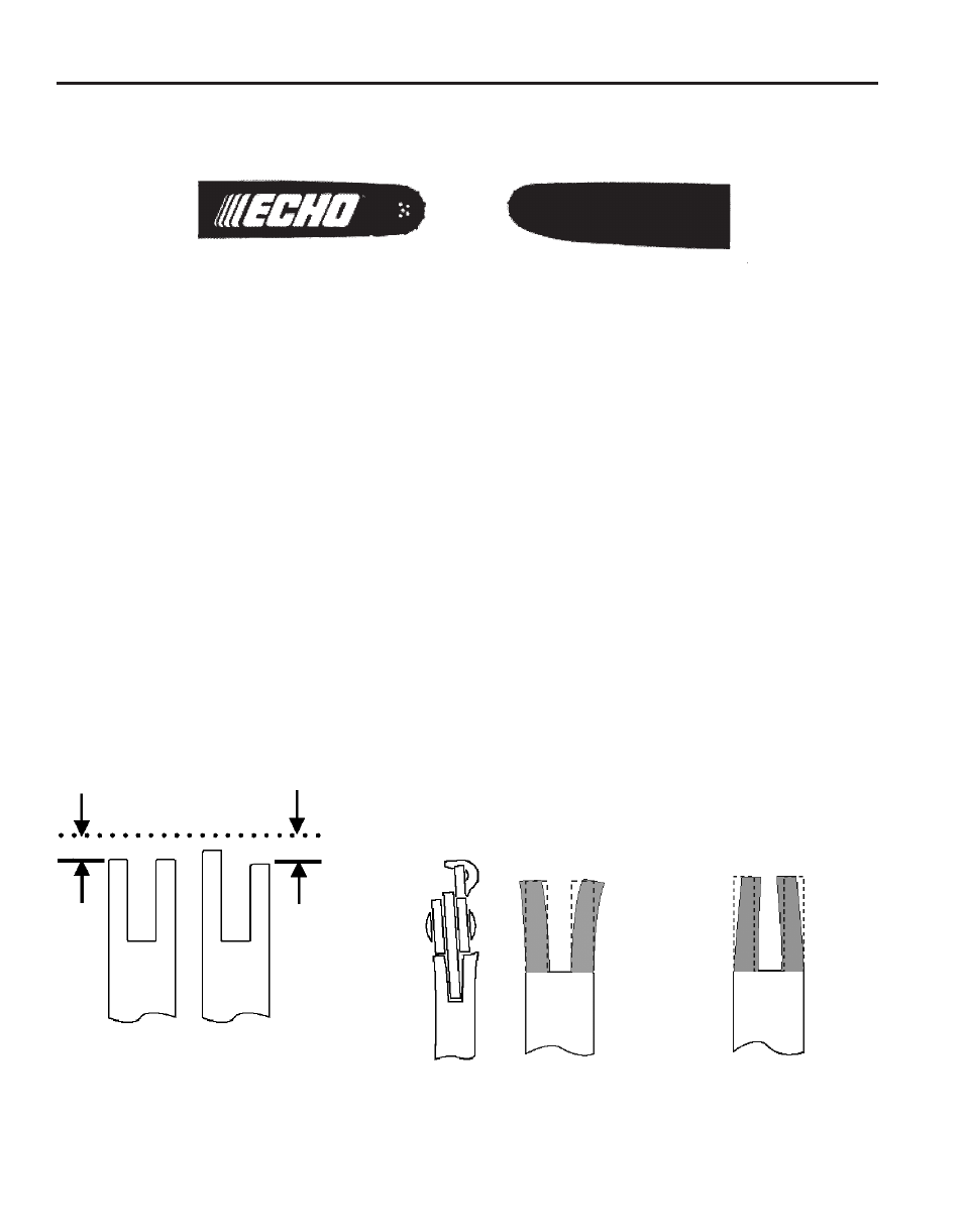 Guide bar rail damage- time to replace, 16 reduced-kickback guide bar | Echo X52000020 User Manual | Page 16 / 36