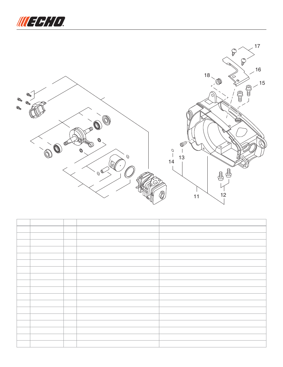 Engine, engine housing, Motor, caja del motor, Cs-271t | Echo MOTOSIERRA CS-271T User Manual | Page 3 / 13