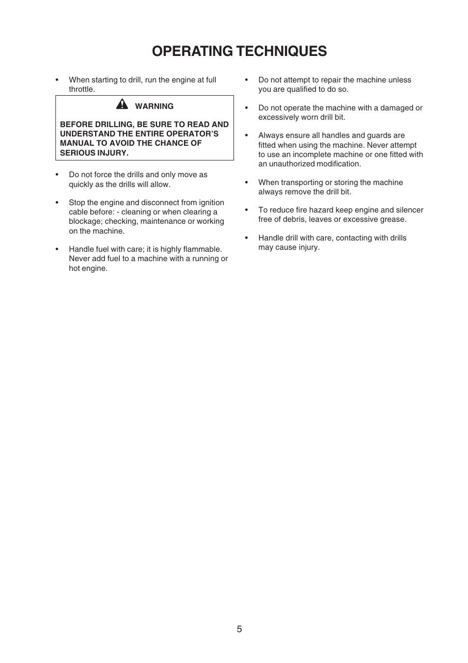 Operating techniques | Echo X750409-3607 User Manual | Page 7 / 22