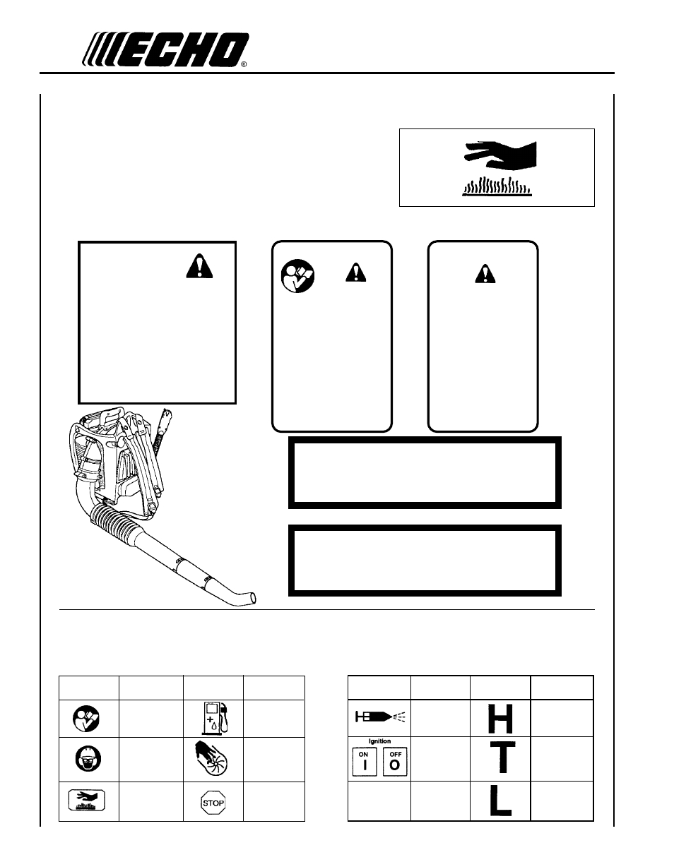 65db(a), 70db(a), Pb-46ln | Pb-46ht, Decals, International, Symbols, Warning danger, Warning- -danger | Echo PB-60HT User Manual | Page 4 / 24