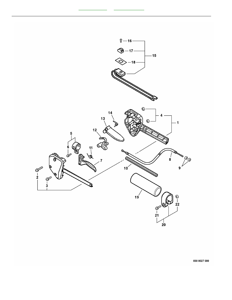 Control handle, throttle cable, ignition switch | Echo PAS-260 User Manual | Page 26 / 42