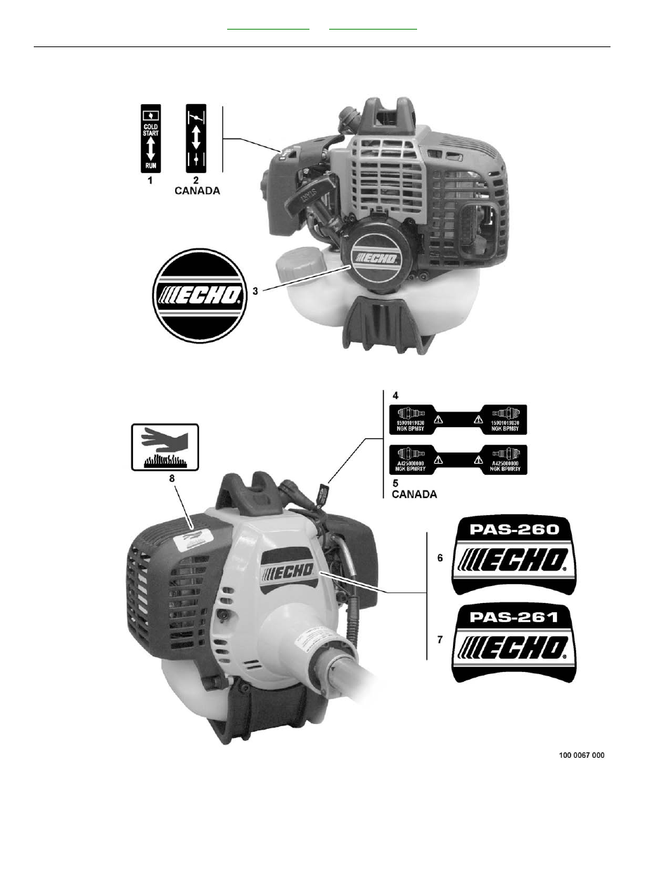 Labels | Echo PAS-260 User Manual | Page 28 / 42