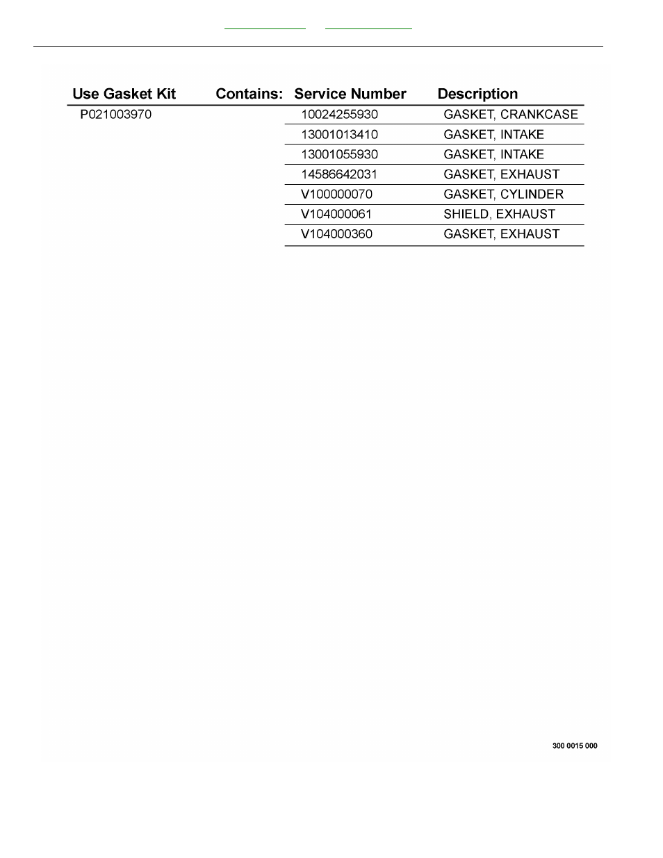 Gasket kit -- p021003970 | Echo PAS-260 User Manual | Page 30 / 42