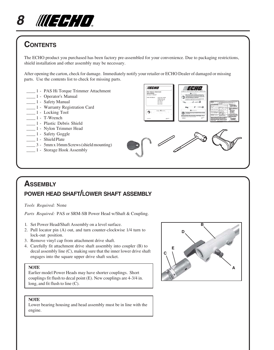 Echo TRIMMER ATTACHMENT PAS-265 User Manual | Page 8 / 16