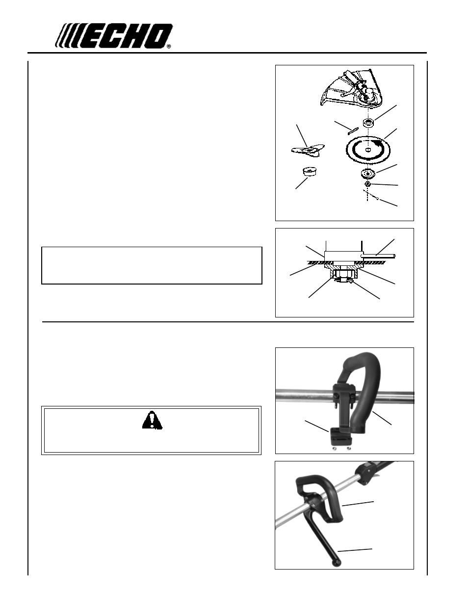 Install blade, Warning danger | Echo SRM - 340 User Manual | Page 14 / 32