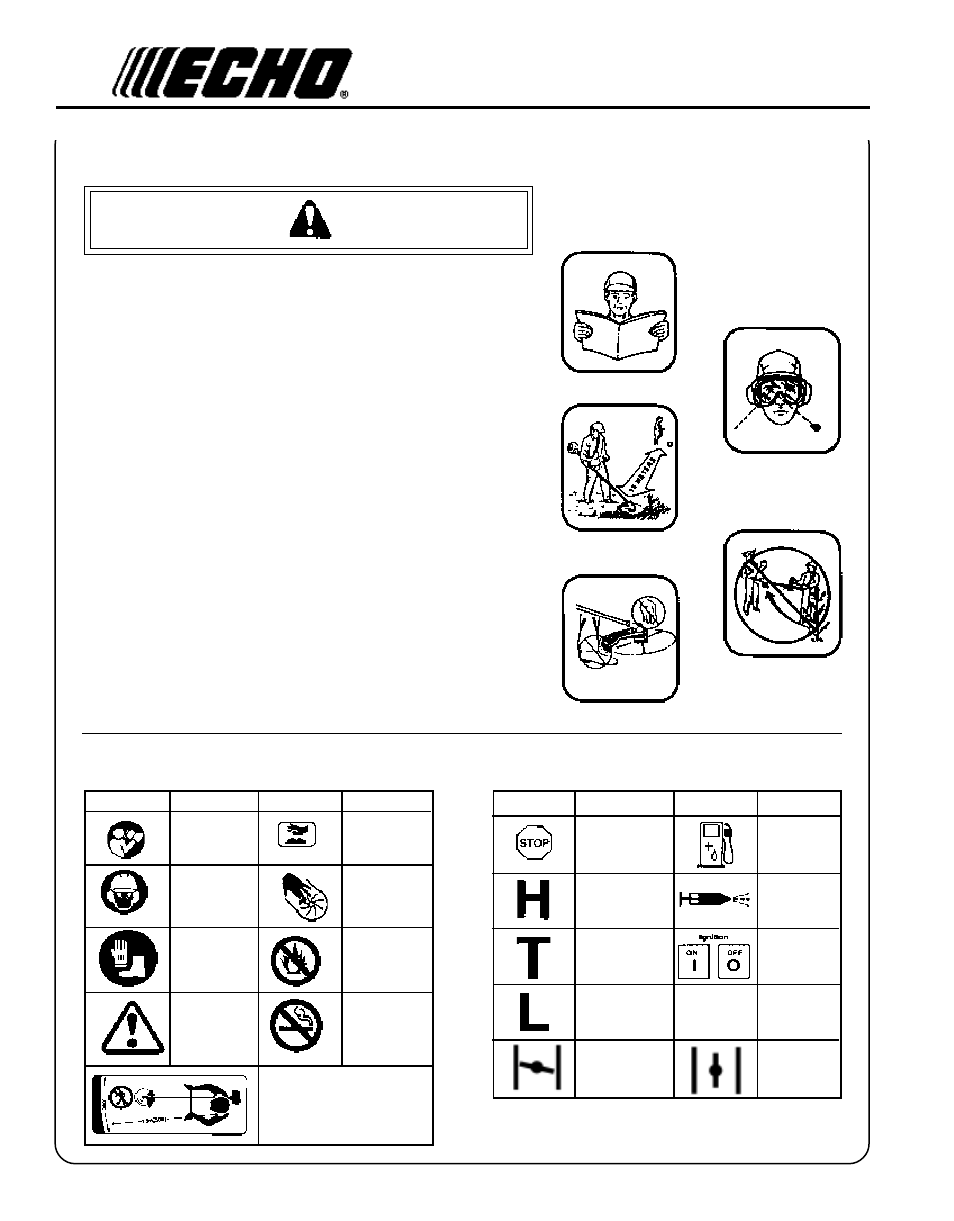 Shaft decal warning danger, International, Symbols | Echo SRM - 340 User Manual | Page 4 / 32