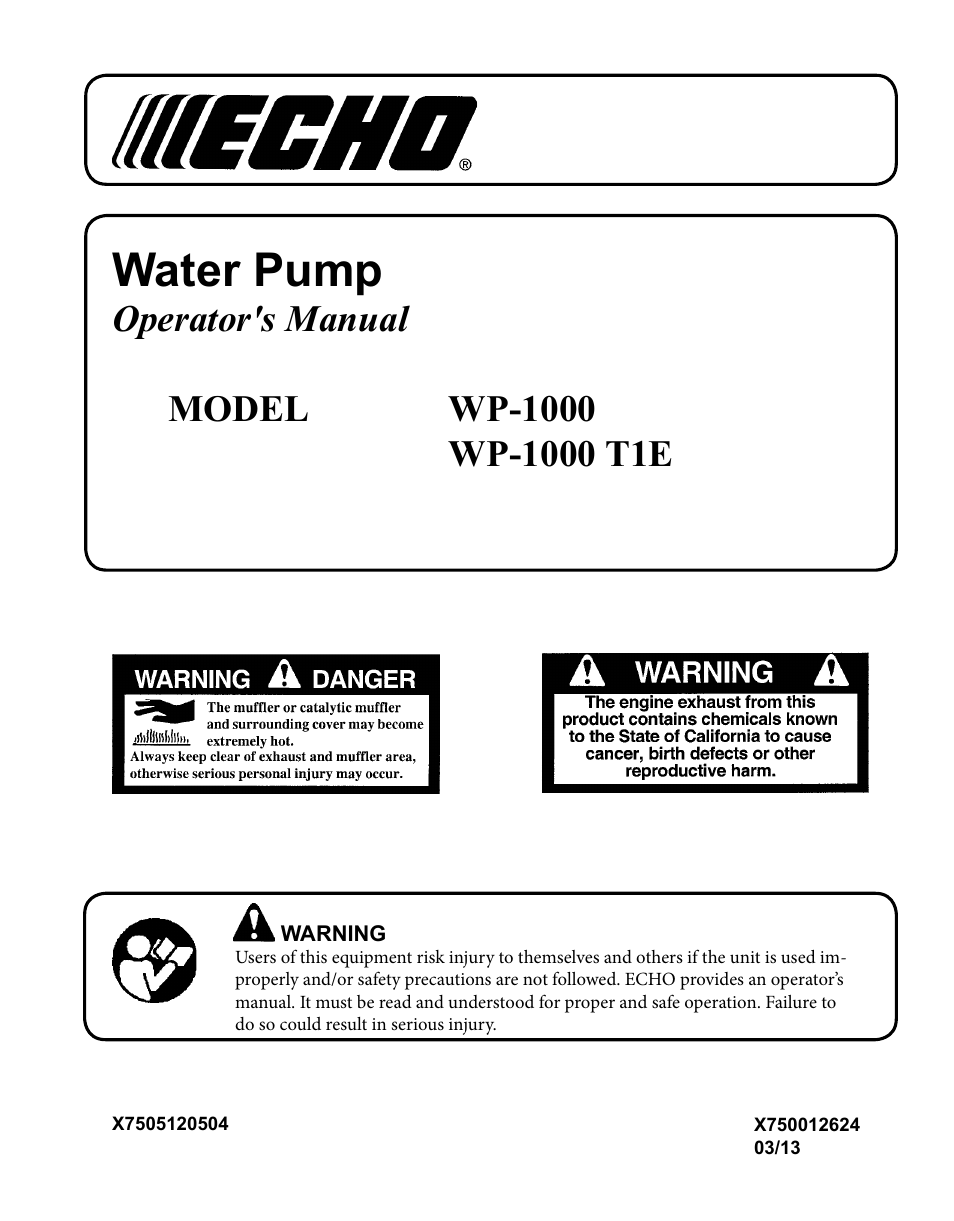 Echo WP-1000 User Manual | 32 pages