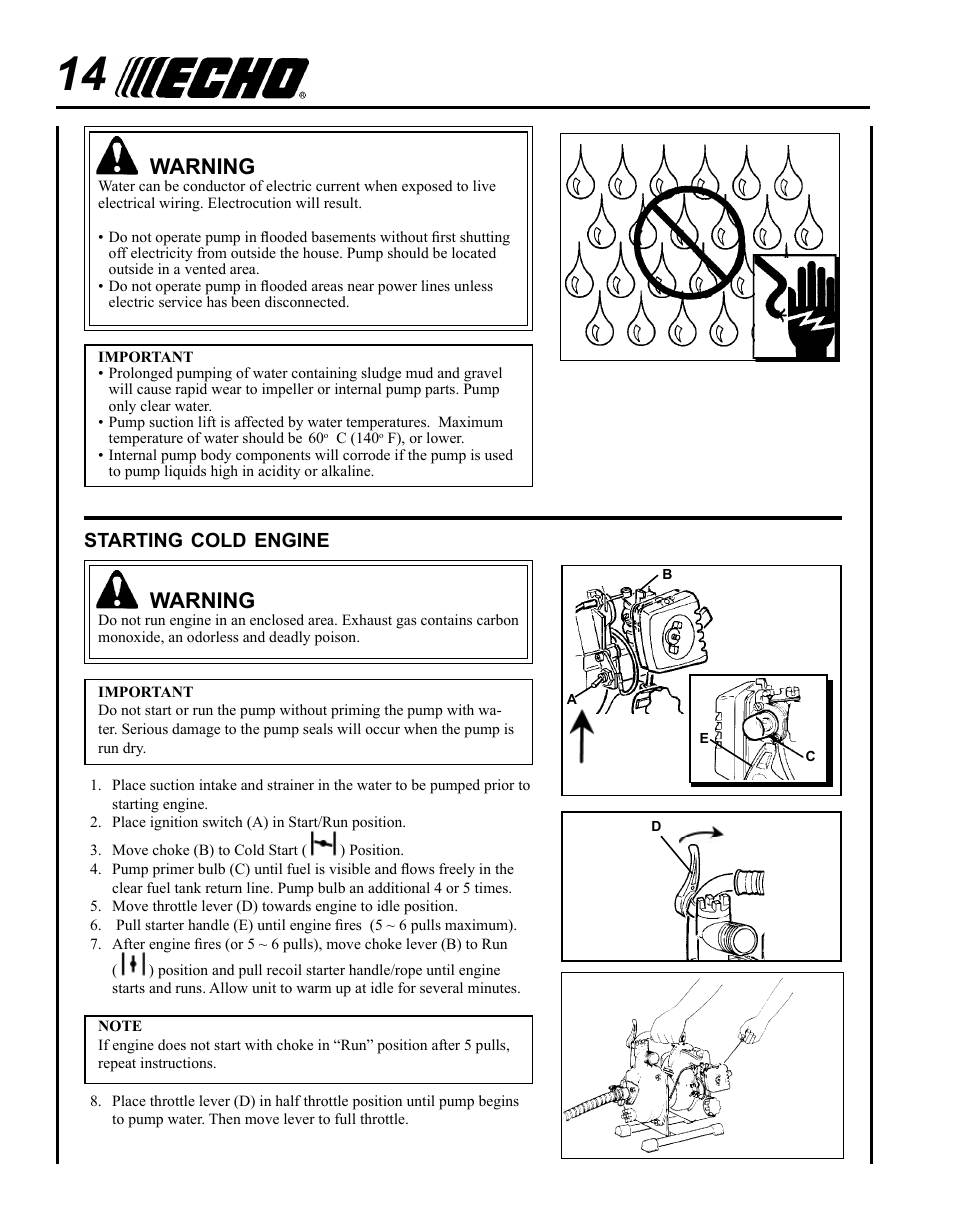 Warning | Echo WP-1000 User Manual | Page 14 / 32