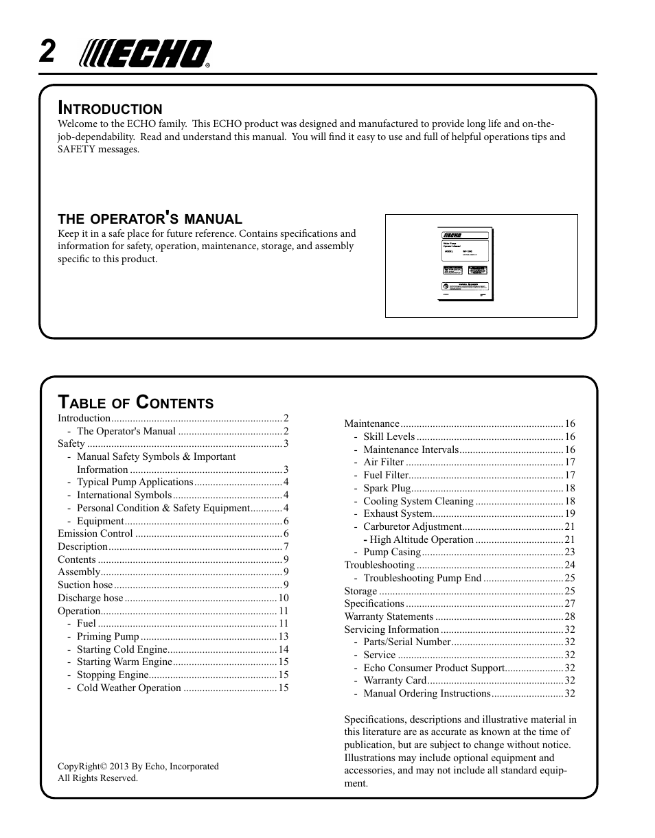 Echo WP-1000 User Manual | Page 2 / 32