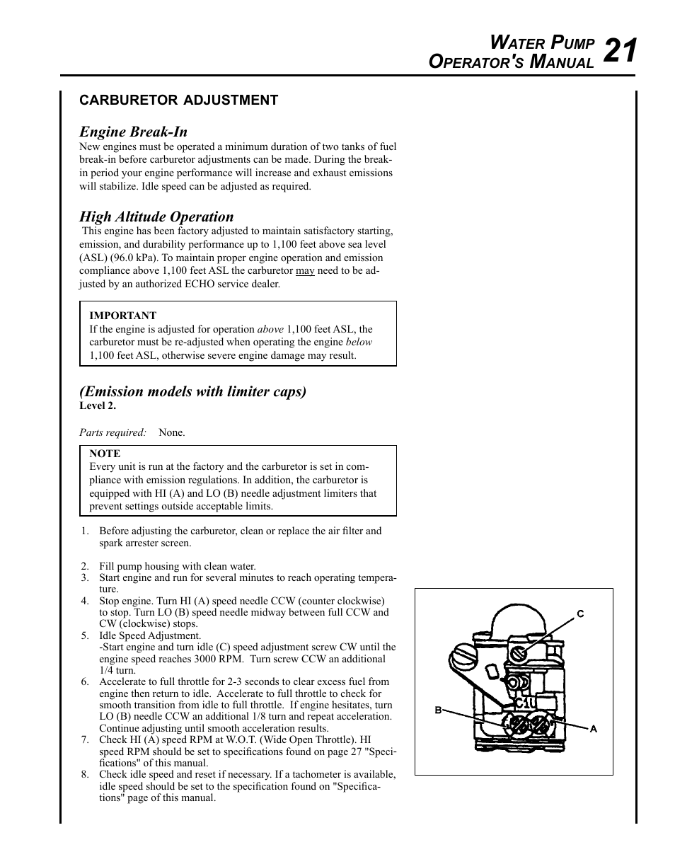 Echo WP-1000 User Manual | Page 21 / 32