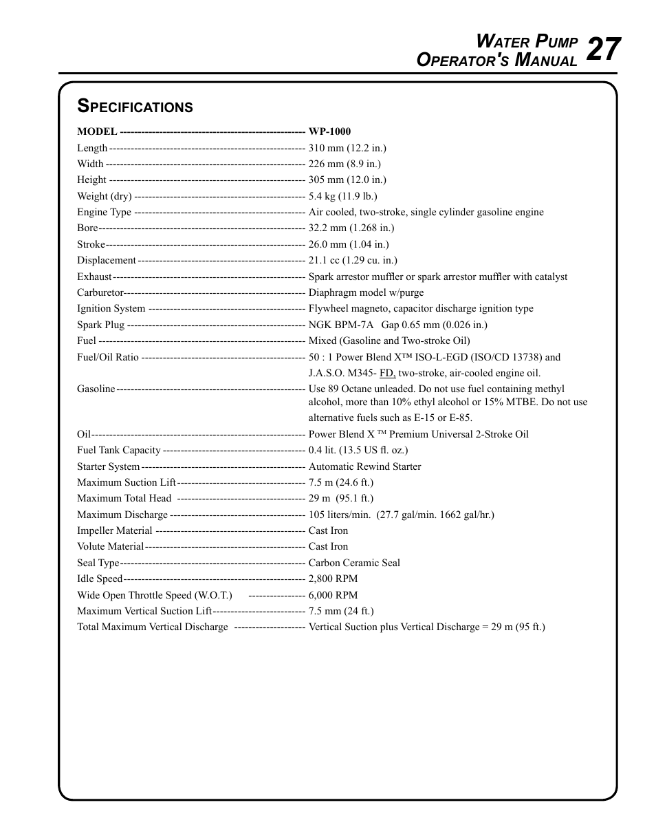 Echo WP-1000 User Manual | Page 27 / 32