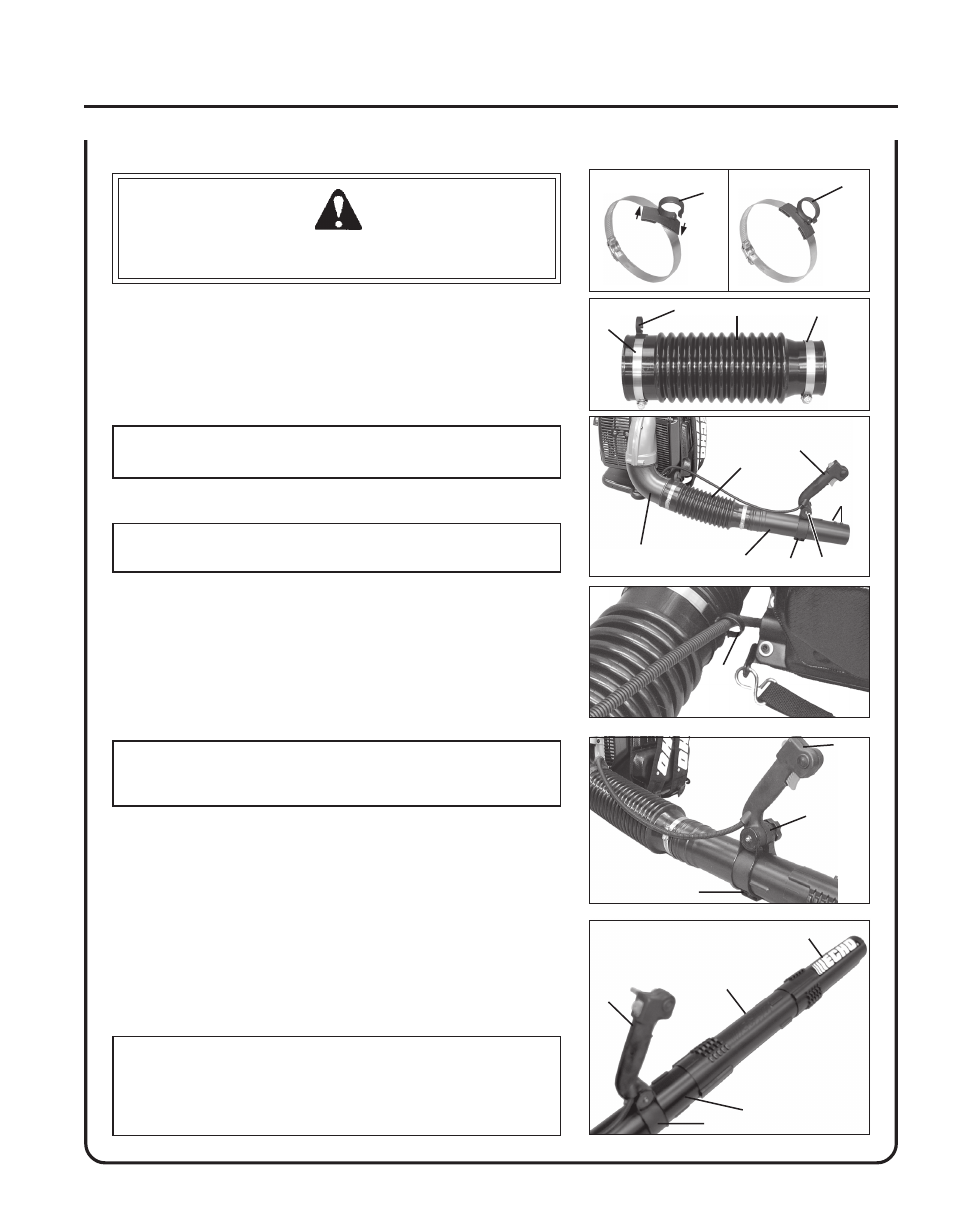 Install blower pipes, Pb-755t warning danger | Echo PB-755T User Manual | Page 13 / 28