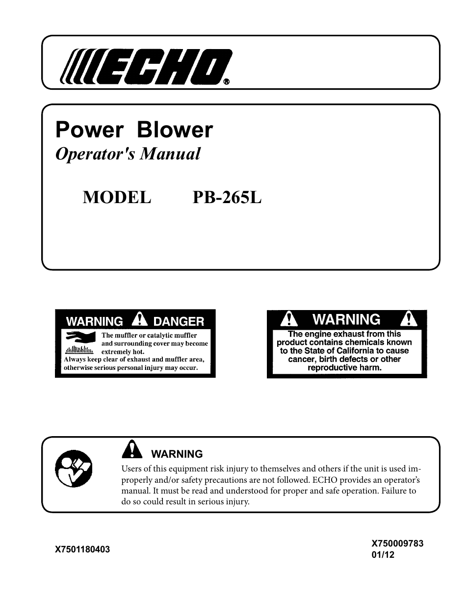 Echo PB-265L User Manual | 28 pages