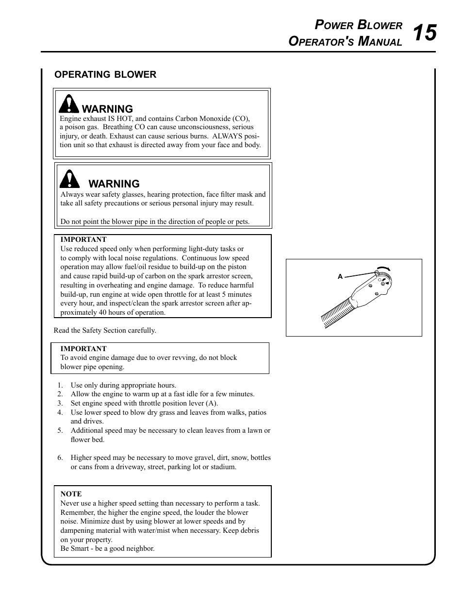 Operating blower | Echo PB-265L User Manual | Page 15 / 28