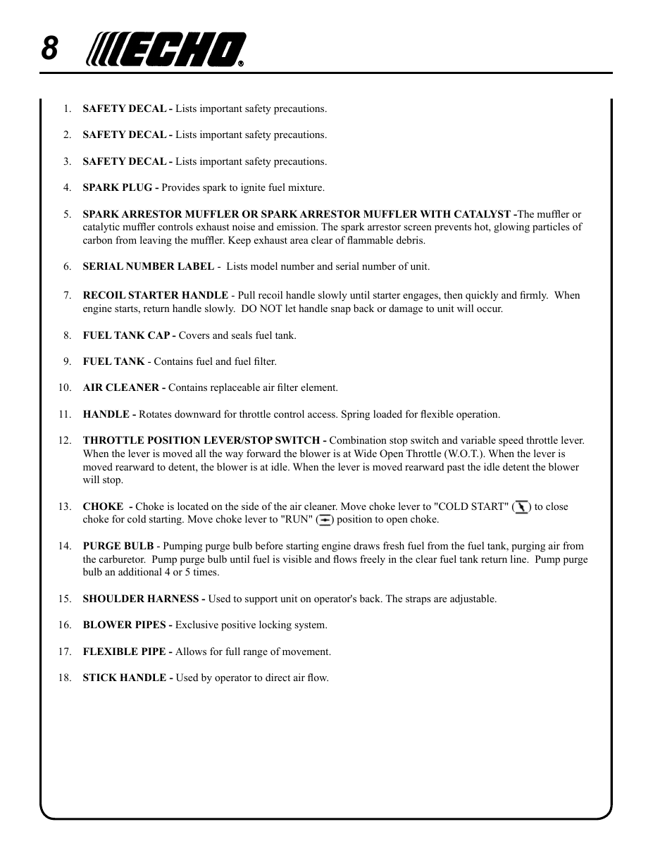 Echo PB-265L User Manual | Page 8 / 28