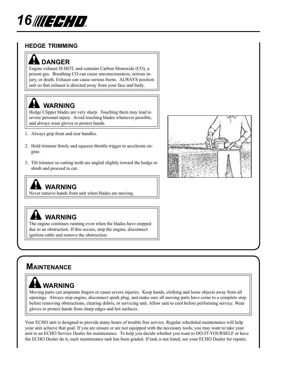 Echo HC-185 User Manual | Page 16 / 32