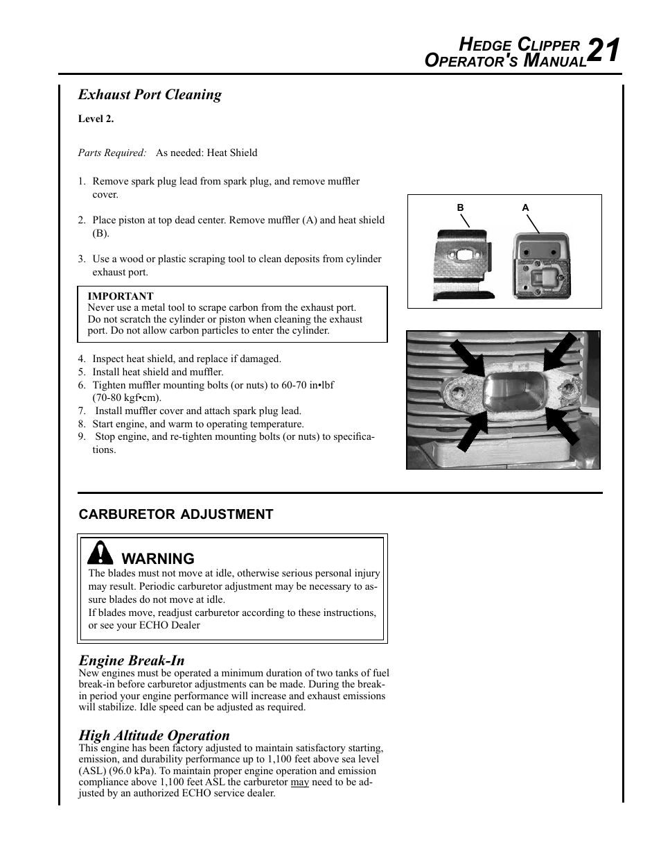 Echo HC-185 User Manual | Page 21 / 32