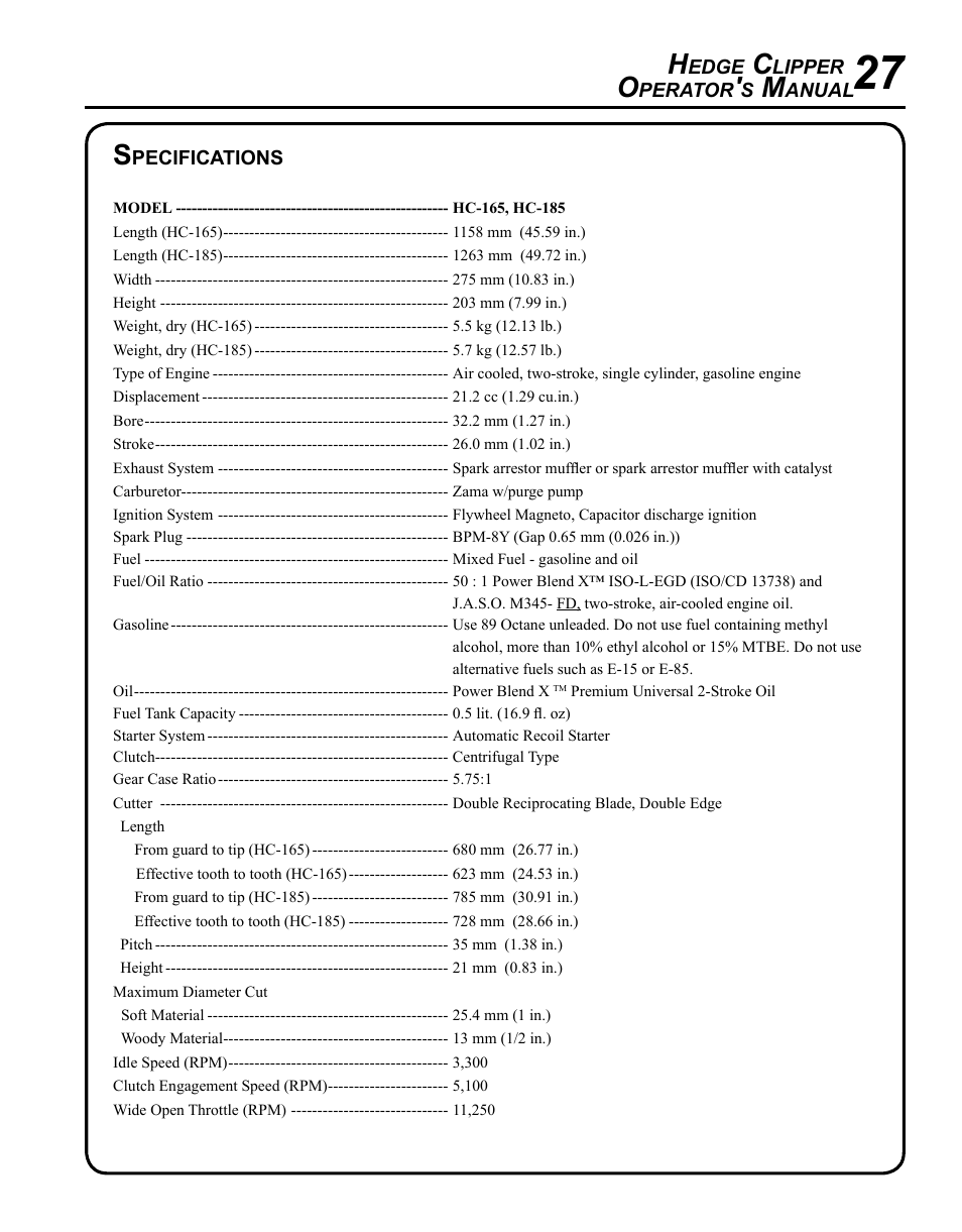 Echo HC-185 User Manual | Page 27 / 32
