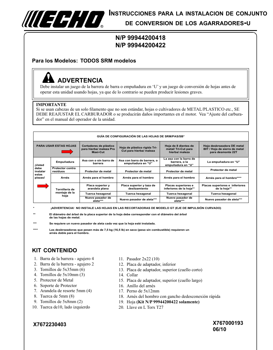 Echo X767000193 User Manual | Page 7 / 24