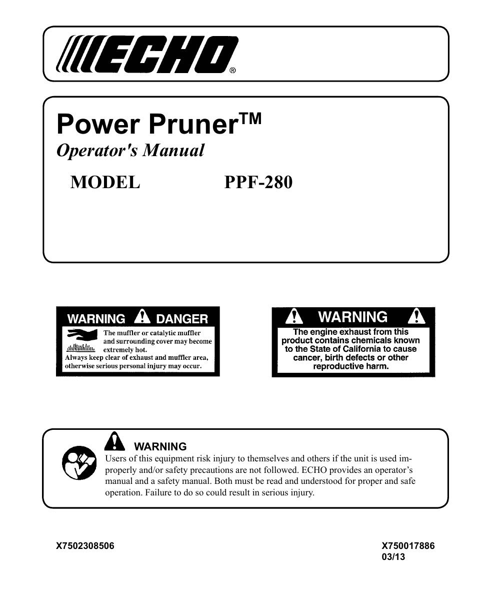 Echo PPF-280 User Manual | 36 pages