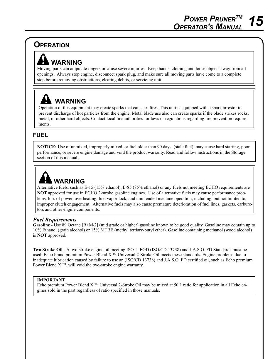 Echo PPF-280 User Manual | Page 15 / 36