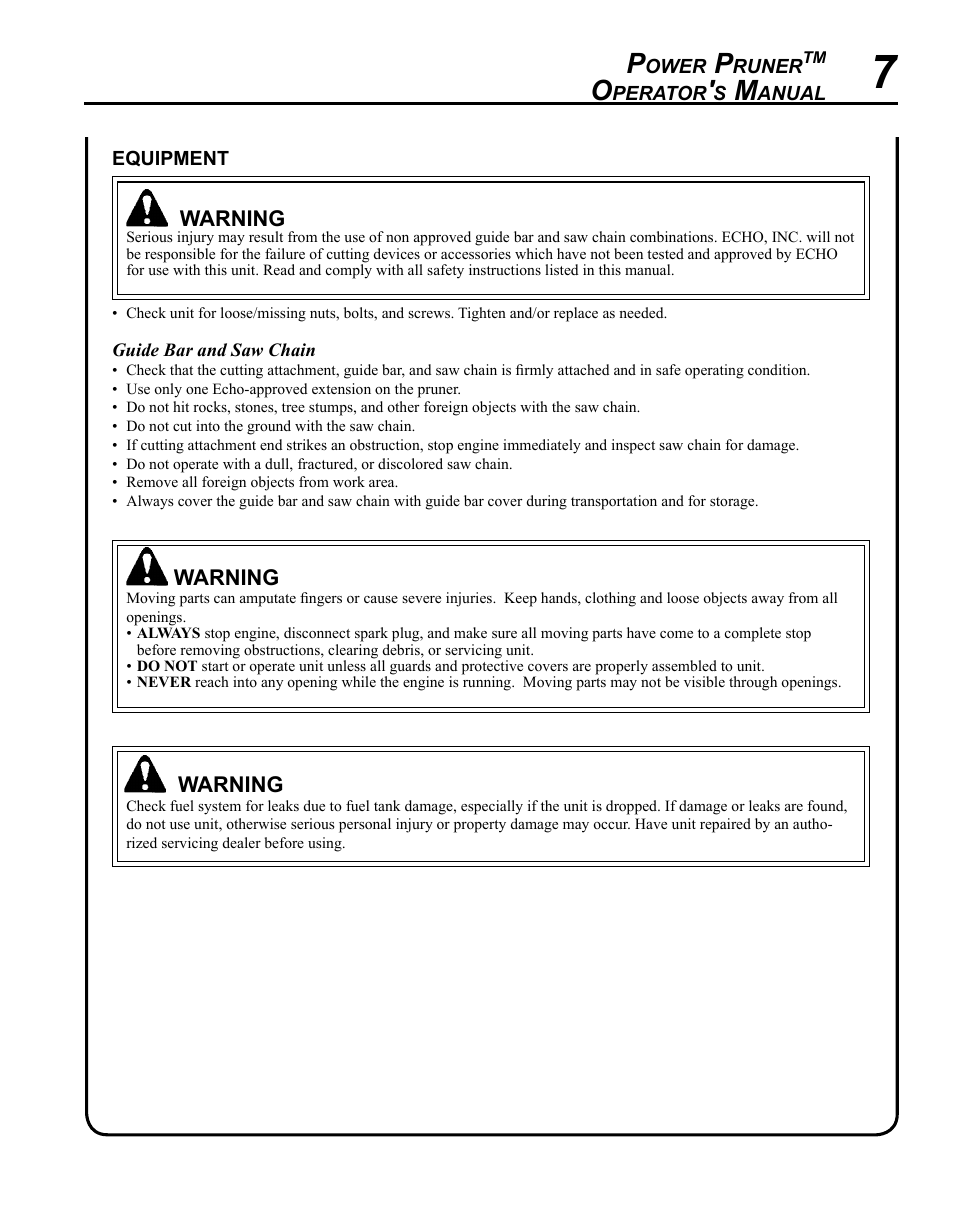 Echo PPF-280 User Manual | Page 7 / 36