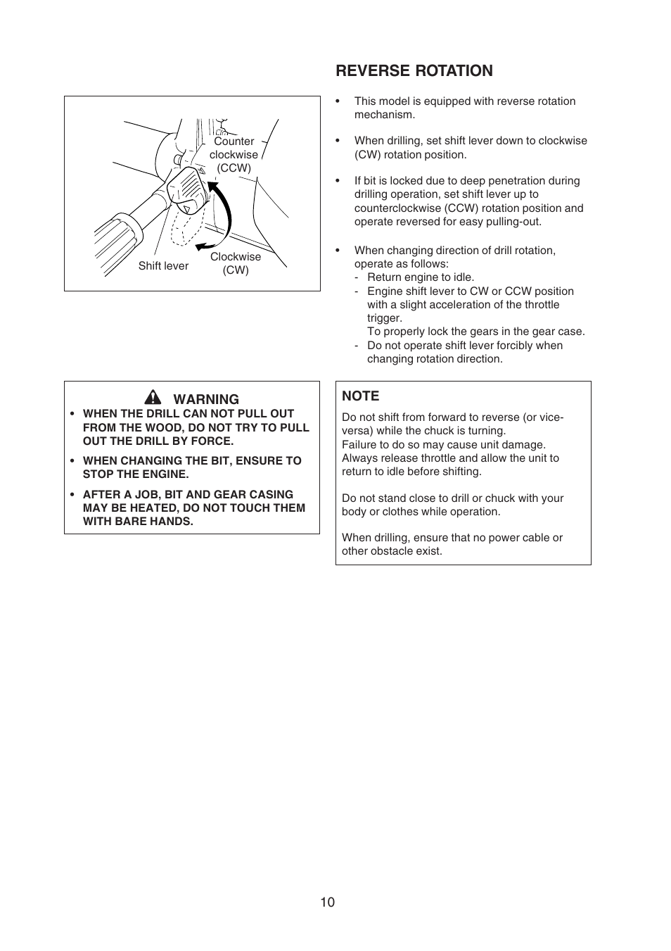 Reverse rotation | Echo EDR-210 User Manual | Page 12 / 18
