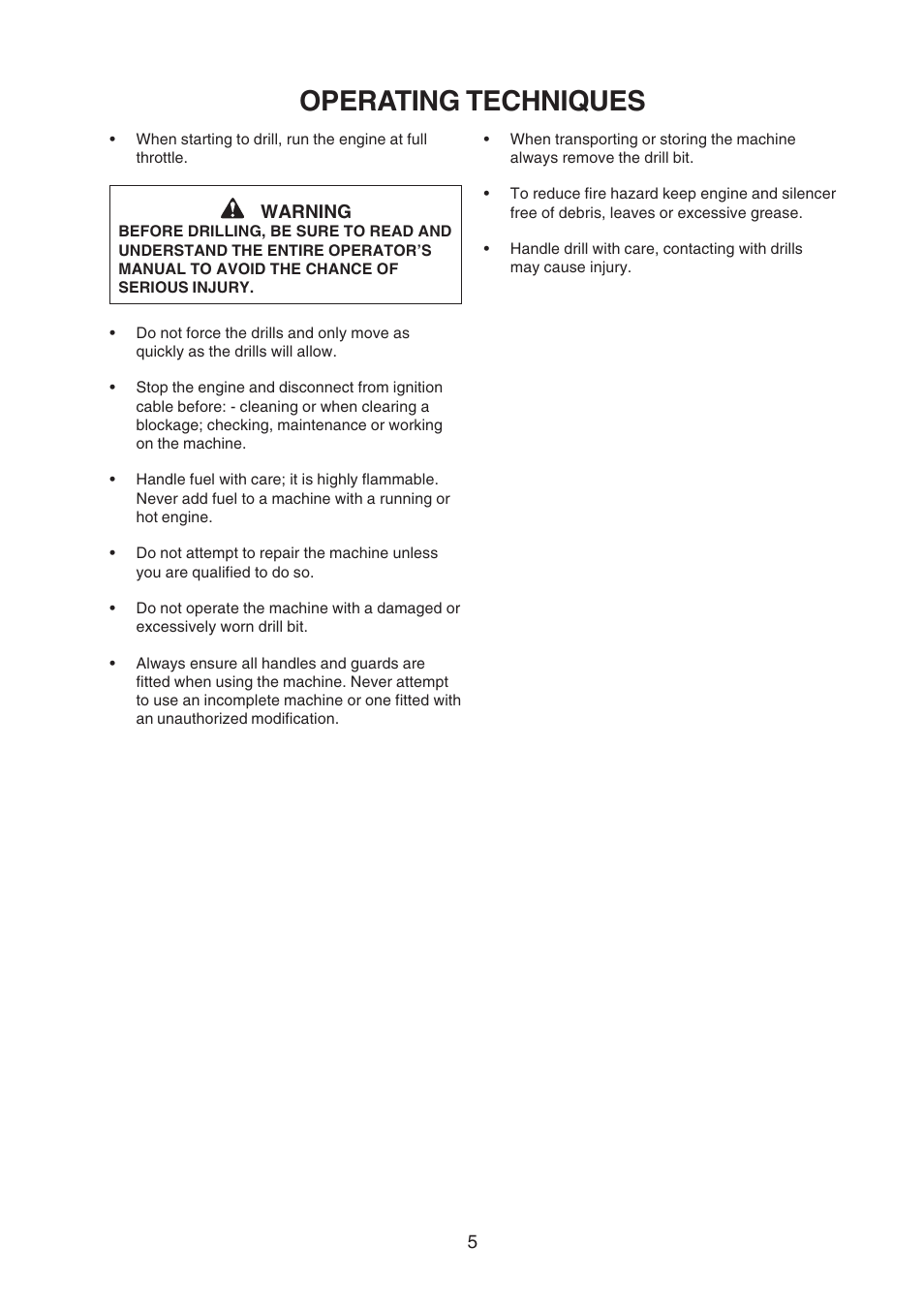 Operating techniques | Echo EDR-210 User Manual | Page 7 / 18