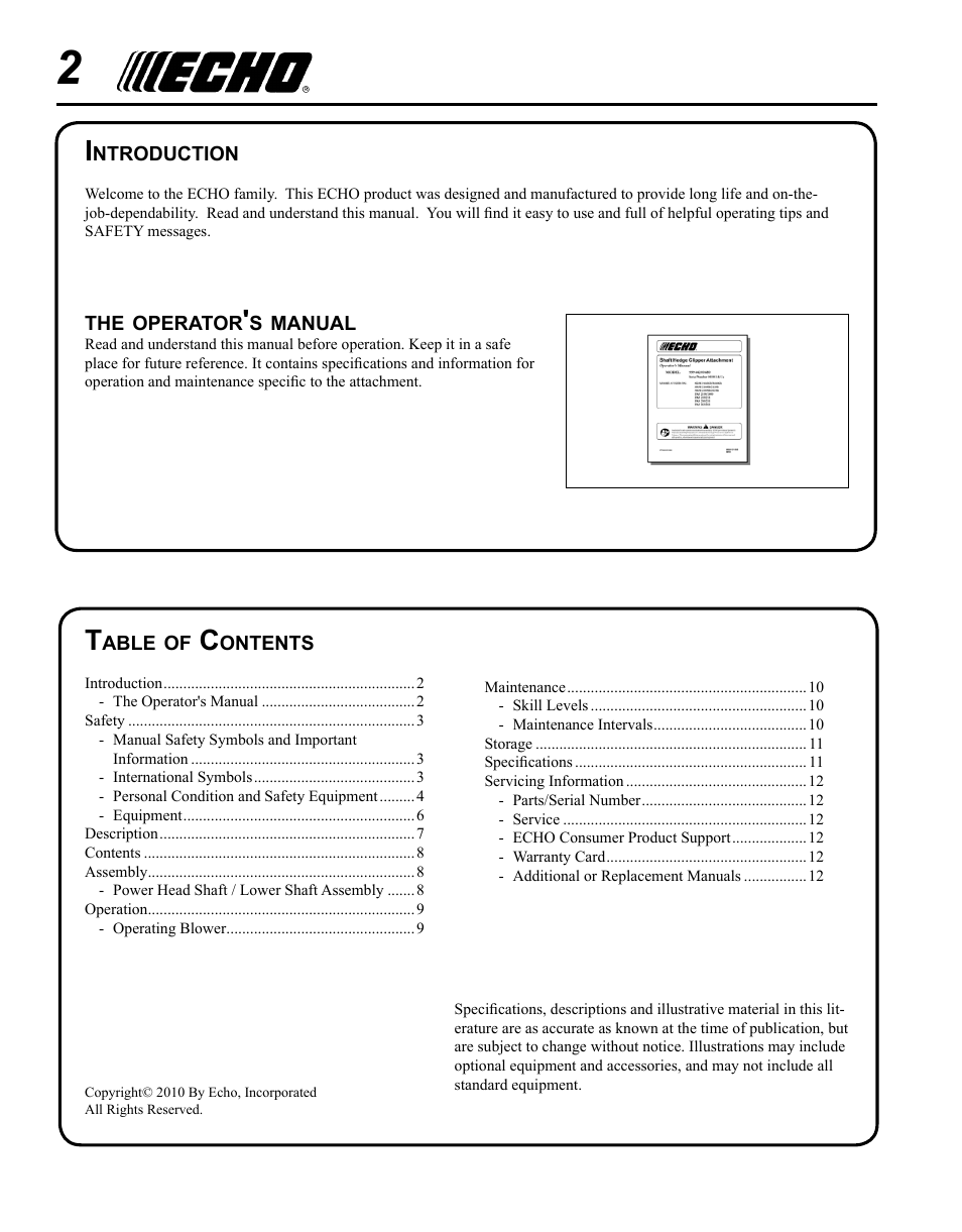 Echo 99944200490 User Manual | Page 2 / 12