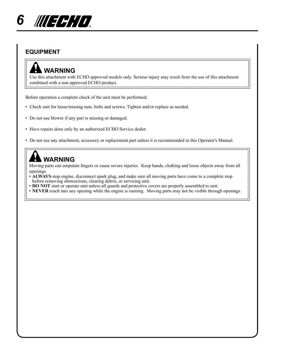 Echo 99944200490 User Manual | Page 6 / 12