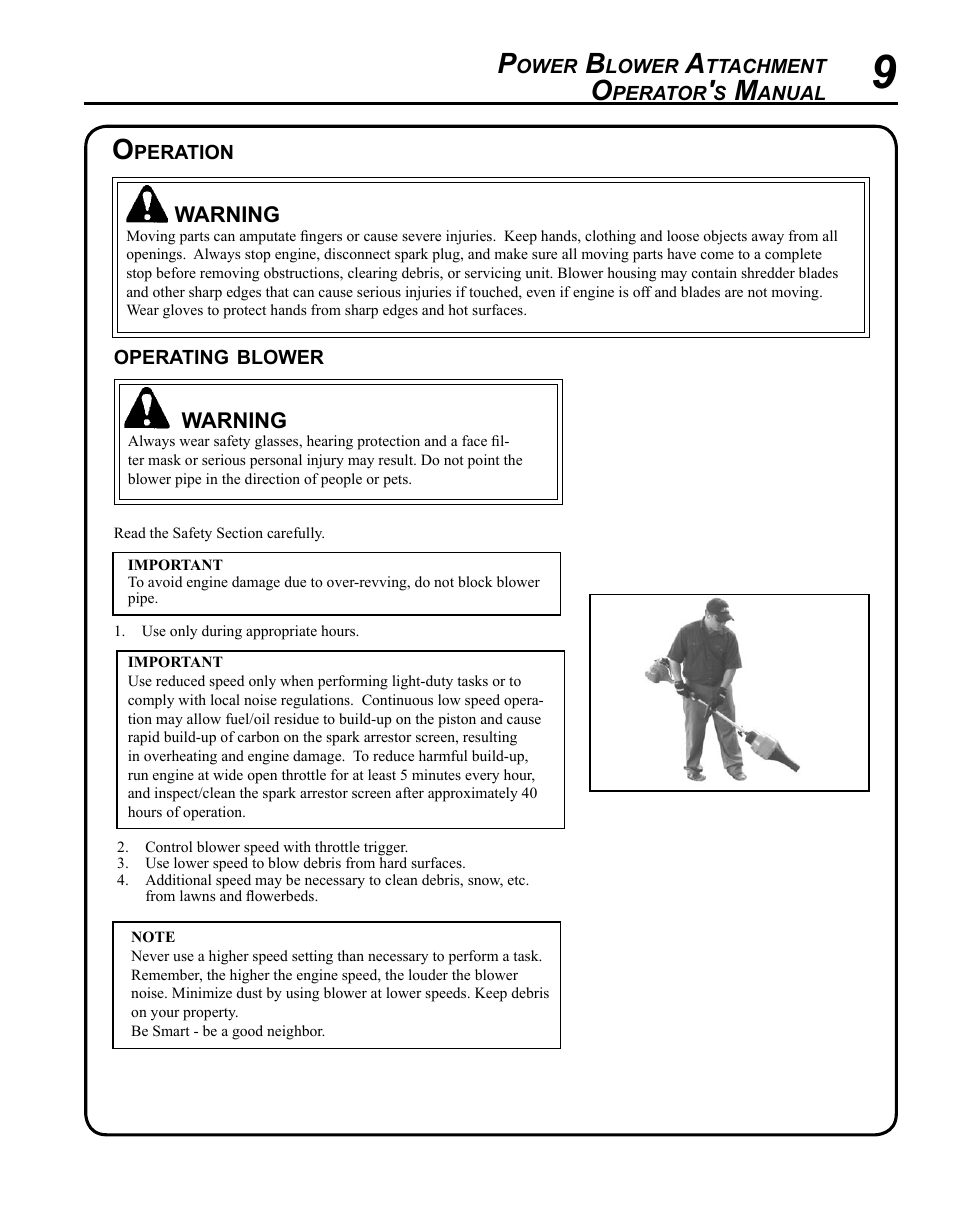 Front loop handle removal, Operation, Hedge trimming | Echo 99944200490 User Manual | Page 9 / 12